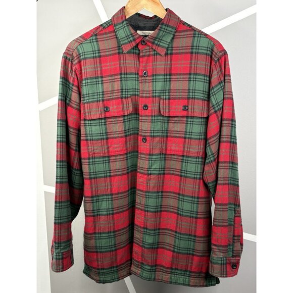 LL Bean Fleece Lined Flannel Shirt Men’s Small Reg Traditional Fit Red Plaid - Picture 1 of 15